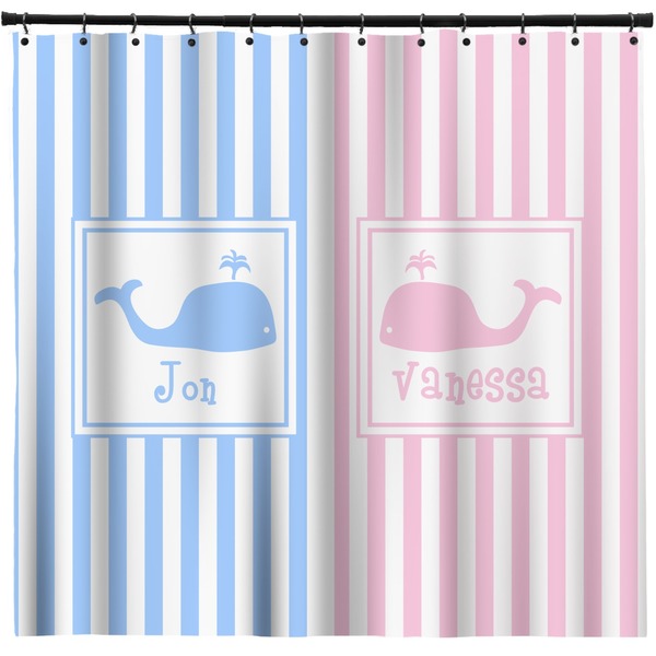 Custom Striped w/ Whales Shower Curtain - Custom Size (Personalized)