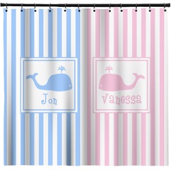 Striped w/ Whales Shower Curtain - 69"x70" w/ Multiple Names