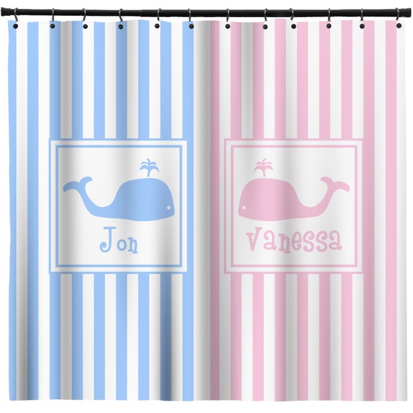 Custom Striped w/ Whales Shower Curtain (Personalized)