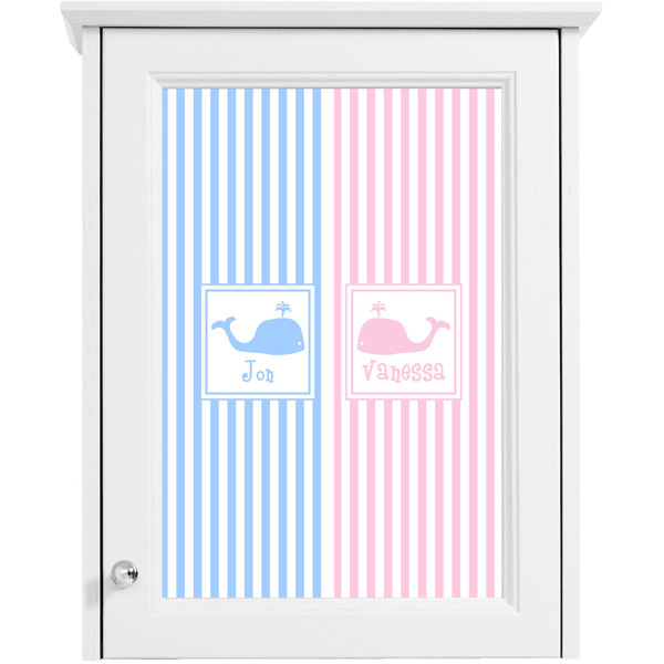 Striped w/ Whales Single White Cabinet Decal