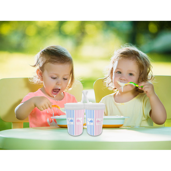 Striped w/ Whales Sippy Cups w/Straw - LIFESTYLE