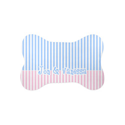 Striped w/ Whales Bone Shaped Dog Food Mat (Small) (Personalized)