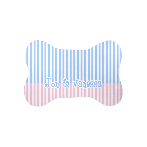 Custom Striped w/ Whales Bone Shaped Dog Food Mat (Small) (Personalized)
