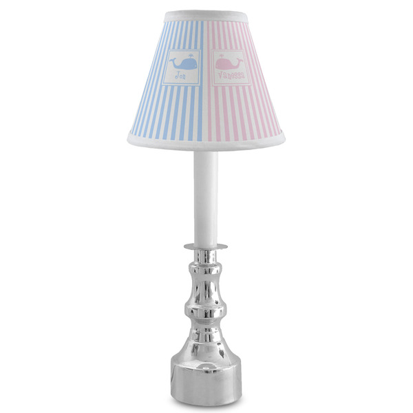 Striped w/ Whales Small Chandelier Lamp - LIFESTYLE (on candle stick)