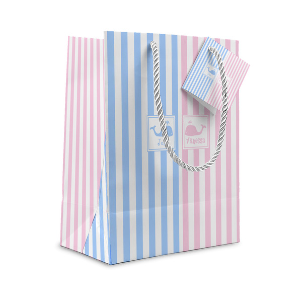 Custom Striped w/ Whales Gift Bag (Personalized)