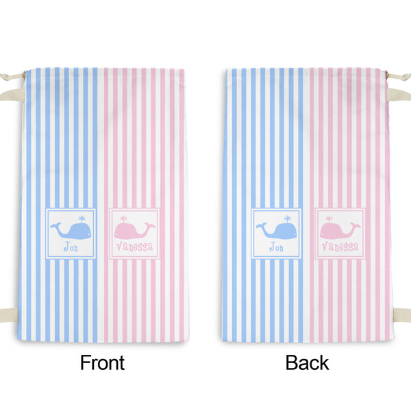 Striped w/ Whales Small Laundry Bag - Front & Back View