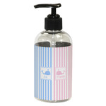 Striped w/ Whales Plastic Soap / Lotion Dispenser (8 oz - Small - Black) (Personalized)
