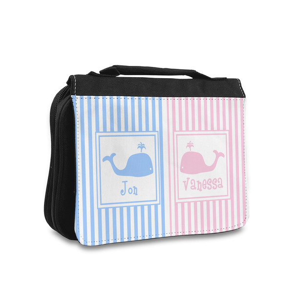 Custom Striped w/ Whales Toiletry Bag - Small (Personalized)