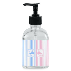 Striped w/ Whales Glass Soap & Lotion Bottle - Single Bottle (Personalized)