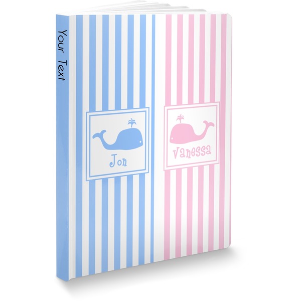 Custom Striped w/ Whales Softbound Notebook (Personalized)