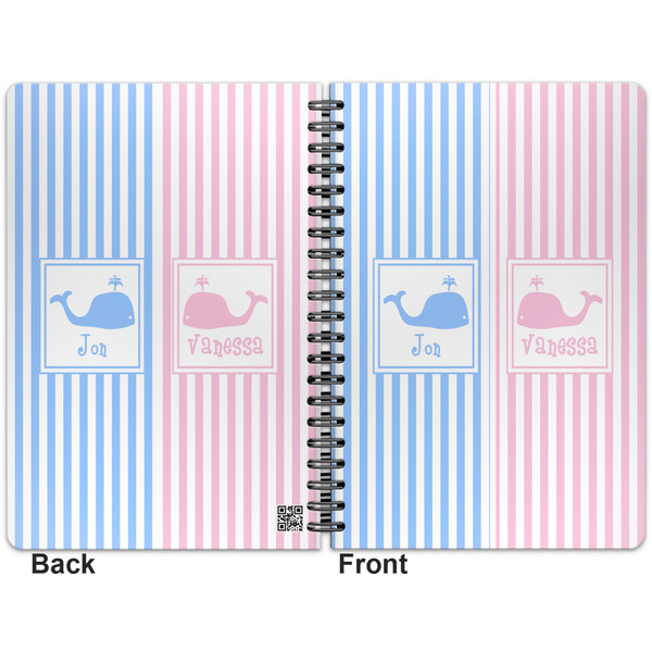 Striped w/ Whales Spiral Journal 7 x 10 - Apvl