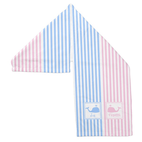 Striped w/ Whales Sports Towel Folded - Both Sides Showing