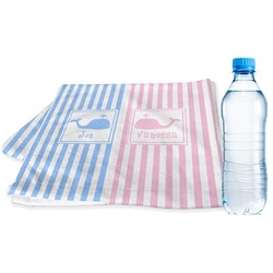 Striped w/ Whales Sports & Fitness Towel (Personalized)