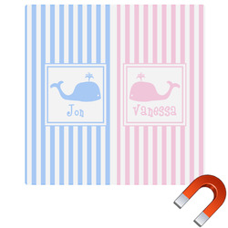Striped w/ Whales Square Car Magnet - 6" (Personalized)