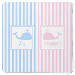 Striped w/ Whales Square Rubber Backed Coaster (Personalized)