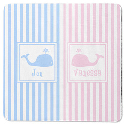 Striped w/ Whales Square Rubber Backed Coaster (Personalized)