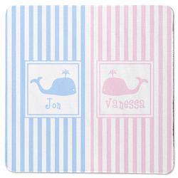 Striped w/ Whales Square Rubber Backed Coaster (Personalized)