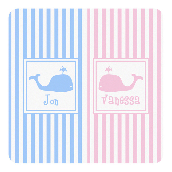 Custom Striped w/ Whales Square Decal - Large (Personalized)