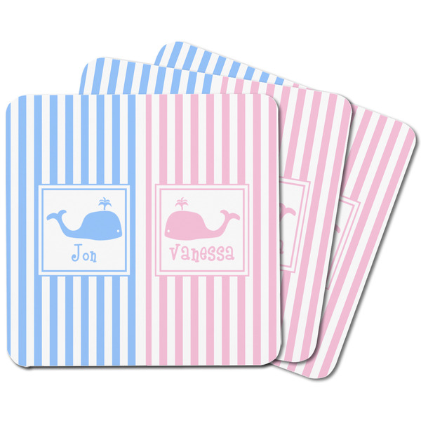 Striped w/ Whales Square Fridge Magnet - MAIN