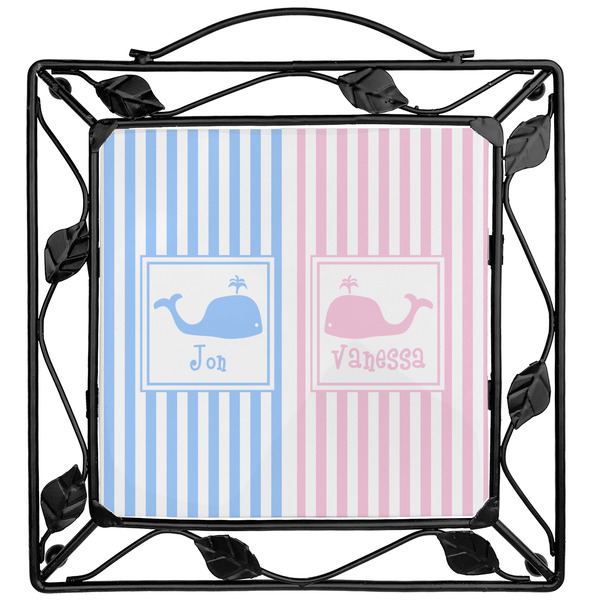 Custom Striped w/ Whales Square Trivet (Personalized)