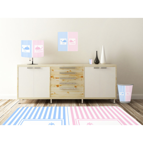 Striped w/ Whales Square Wall Decal Wooden Desk