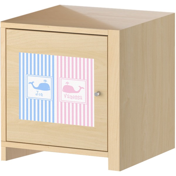 Striped w/ Whales Square Wall Decal on Wooden Cabinet