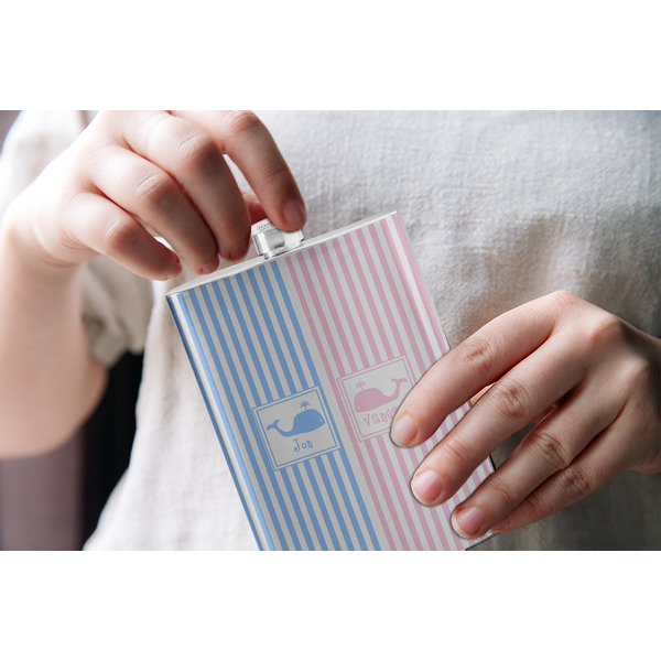 Striped w/ Whales Stainless Steel Flask - LIFESTYLE 1