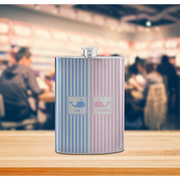 Striped w/ Whales Stainless Steel Flask - LIFESTYLE 2