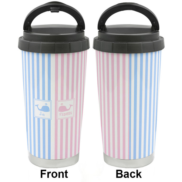 Striped w/ Whales Stainless Steel Travel Cup - Apvl