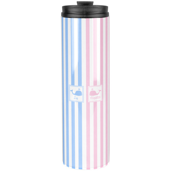 Striped w/ Whales Stainless Steel Tumbler 20 Oz - Front