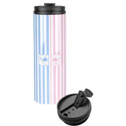 Striped w/ Whales Stainless Steel Skinny Tumbler (Personalized)