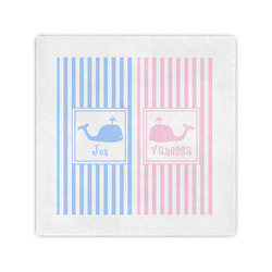 Striped w/ Whales Standard Cocktail Napkins (Personalized)