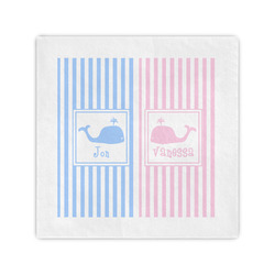 Striped w/ Whales Cocktail Napkins (Personalized)