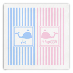 Striped w/ Whales Paper Dinner Napkins (Personalized)