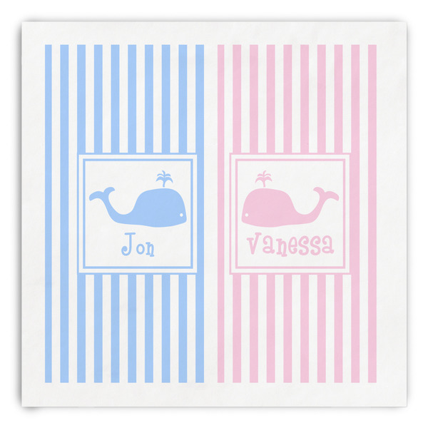 Custom Striped w/ Whales Paper Dinner Napkins (Personalized)