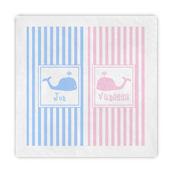 Striped w/ Whales Standard Decorative Napkins (Personalized)