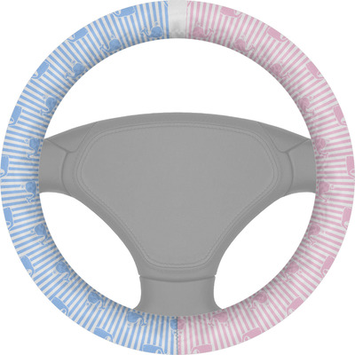 Striped w/ Whales Steering Wheel Cover (Personalized)