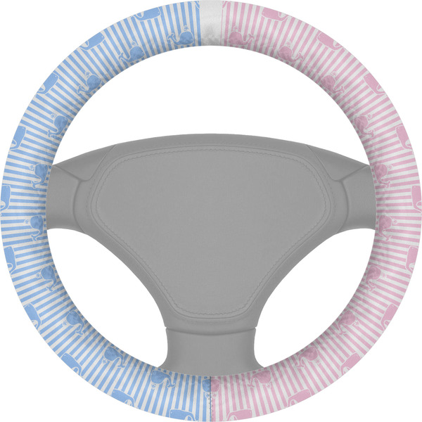 Custom Striped w/ Whales Steering Wheel Cover