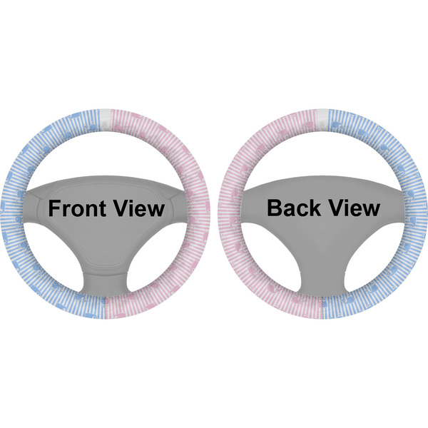 Striped w/ Whales Steering Wheel Cover- Front and Back