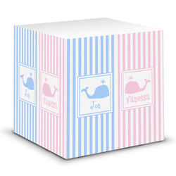 Striped w/ Whales Sticky Note Cube (Personalized)