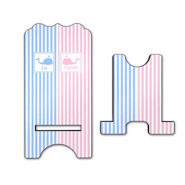 Striped w/ Whales Stylized Phone Stand - Front & Back - Large