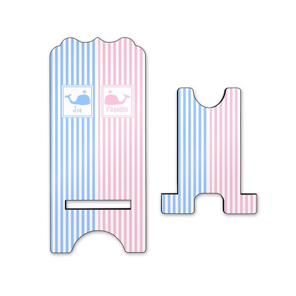 Striped w/ Whales Stylized Phone Stand - Front & Back - Small