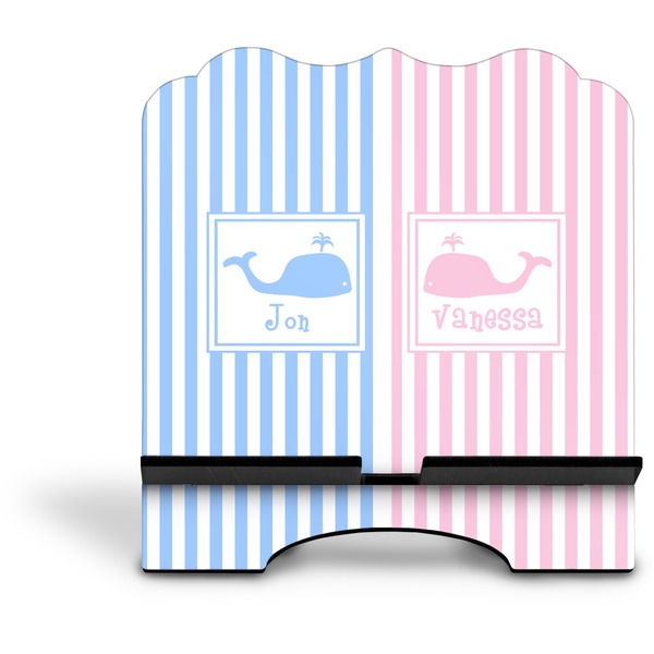 Striped w/ Whales Stylized Tablet Stand - Front without iPad