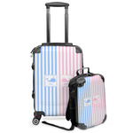 Striped w/ Whales Kids 2-Piece Luggage Set - Suitcase & Backpack (Personalized)