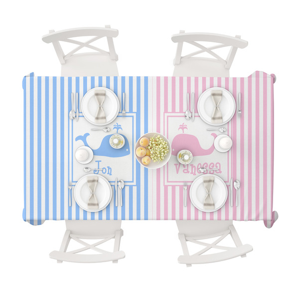 Striped w/ Whales Tablecloths (58"x102") - TOP VIEW