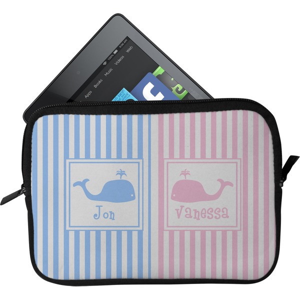 Custom Striped w/ Whales Tablet Case / Sleeve - Small (Personalized)