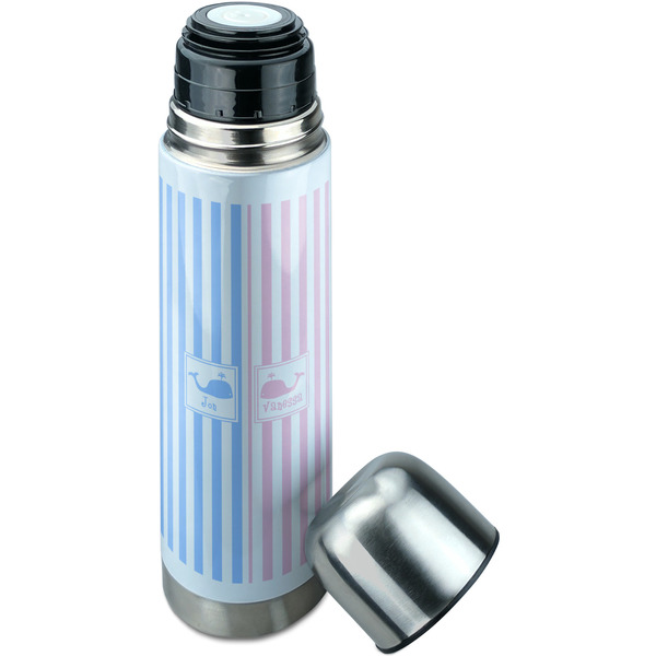 Striped w/ Whales Thermos - Lid Off
