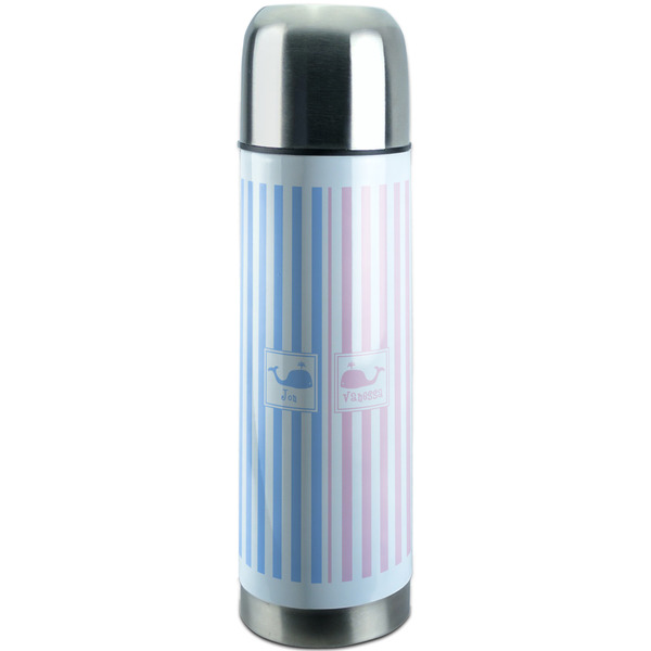 Custom Striped w/ Whales Stainless Steel Thermos (Personalized)