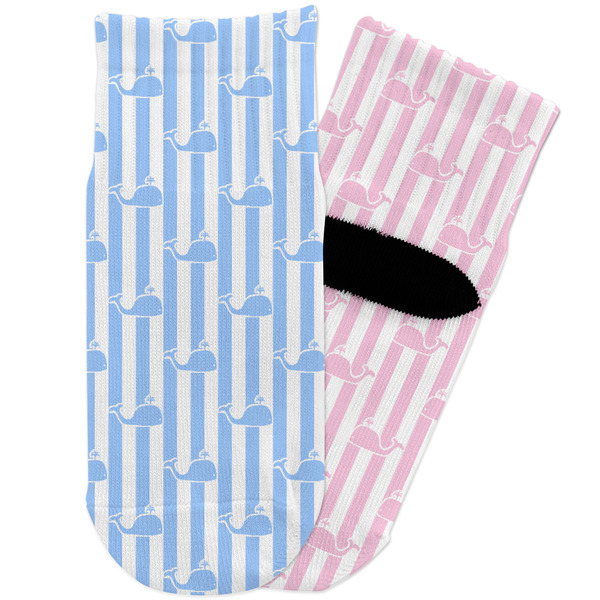 Custom Striped w/ Whales Toddler Ankle Socks