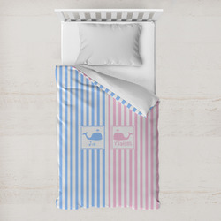Striped w/ Whales Toddler Duvet Cover w/ Multiple Names